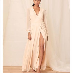 Lulus Cream Long Sleeve Dress